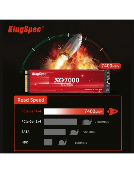 SSD M.2 NVME 2280 PCle Gen 4×4, NVMe 1.4 KingSpec 512Go XG7000-512 (2280) - 6