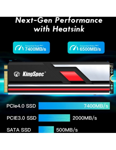 SSD M.2 NVME 2280 PCle Gen 4×4, NVMe 1.4 KingSpec 4Tb XG7000-4TB PRO(2280) Compatible avec PS5/PC - 3