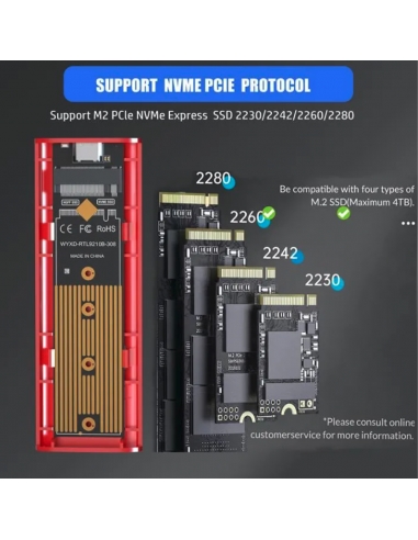 Boitier Externe pour SSD M.2 NVME + NGFF - 4