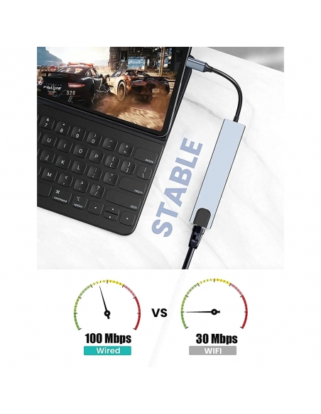 Hub USB-C avec 8 Ports HDMI 4k - Ethernet - USB - SD - 5