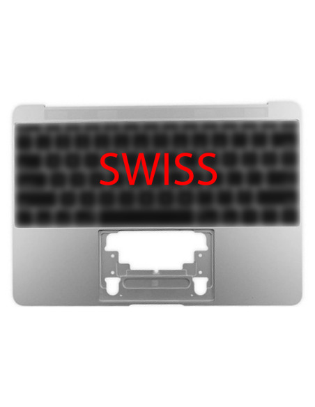 Toppdeksel (top case) Sveitsisk til MacBook 12" Retina (A1534, 2015), Sølv