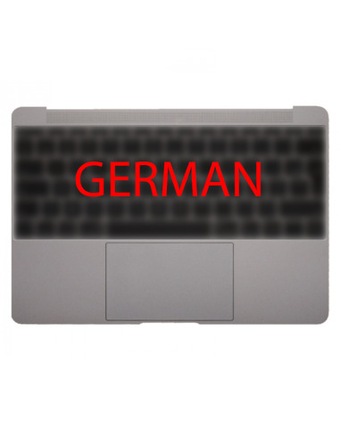Kapak i sipërm (top case) Gjermanisht për MacBook 12" Retina (A1534, 2015), Gri kozmik