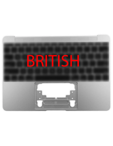 Coque Supérieure Clavier Britannique (A1534) Argent MacBook Retina 12" 2016-2017