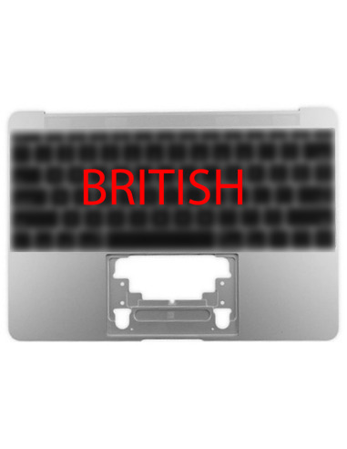 Coque Supérieure Clavier Britannique (A1534) Argent MacBook Retina 12" 2016-2017