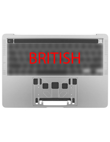 Viršutinis korpusas (top case) Britiška prievadai skirta MacBook Pro 13" Retina Touch Bar (A2289, 2020), Sidabrinė