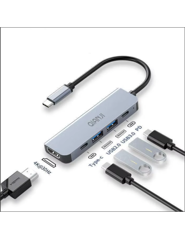 Hub USB-C 5 en 1 avec sortie HDMI 4K