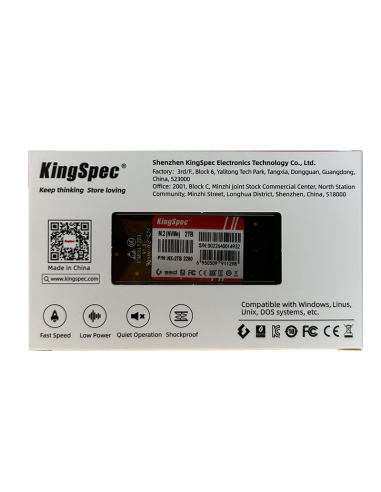 SSD M.2 NVME 2280 PCle Gen 3×4, NVMe 1.3 KingSpec 2To NX-2TB (2280) - 7